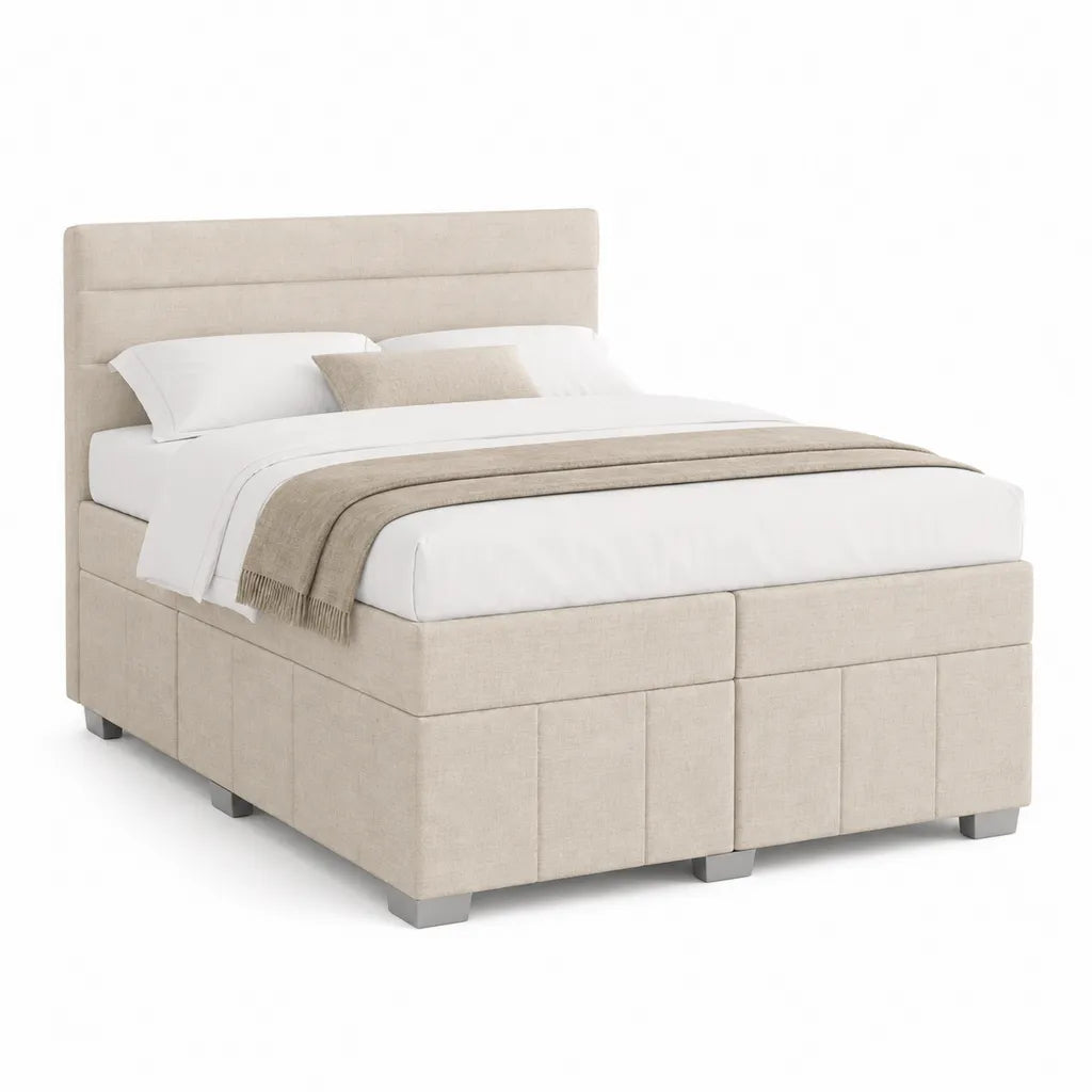 Polsterbett Doppelbett 180 x 200 cm mit Kopfteil Polyester Beige