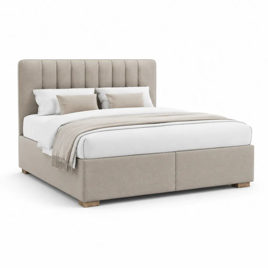 Polsterbett Doppelbett 180 x 200 cm Polyester Rechteckig Beige