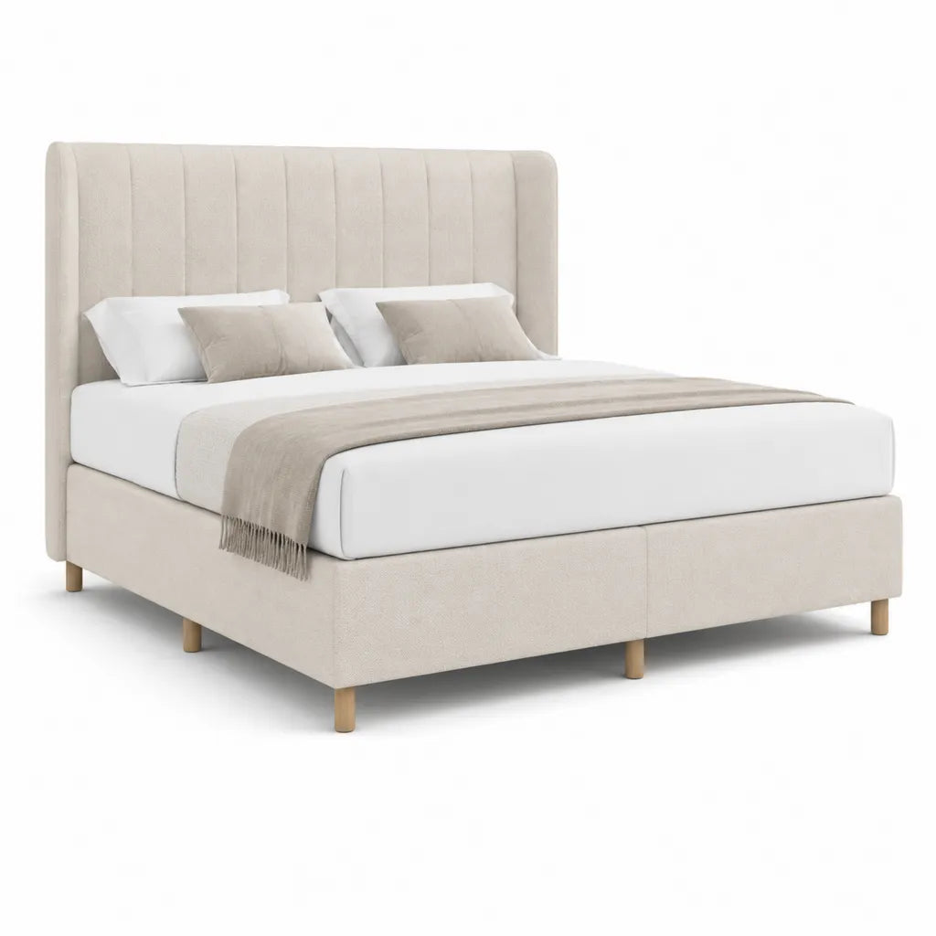 Polsterbett Doppelbett 180 x 200 cm rechteckig Polyester Beige