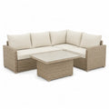 Gartenlounge Set Ecksofa mit Couchtisch 210 x 210 cm PE-Rattan Beige