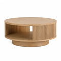 Runder Couchtisch aus MDF mit Eichenfurnier 80 x 80 x 40 cm Natur