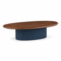 Couchtisch oval 120 x 60 x 40 cm MDF Walnussoptik Dunkelblau