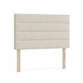 Kopfteil fur Bett 160 x 120 cm mit Polyesterbezug und Massivholzfussen rechteckig Creme