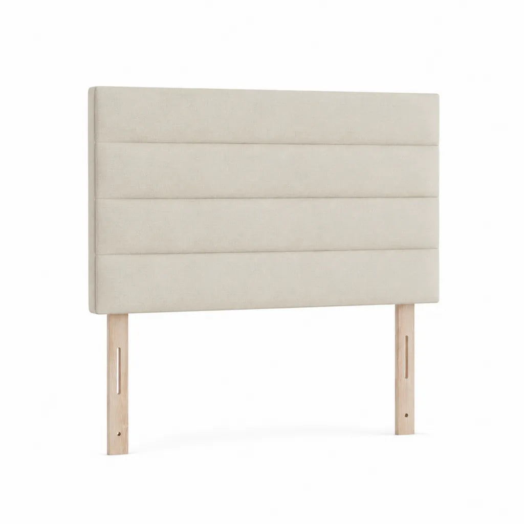 Kopfteil fur Bett 160 x 120 cm mit Polyesterbezug und Massivholzfussen rechteckig Creme