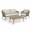 3-teiliges Gartensofa Set mit 2-Sitzer Sofa Sessel und Couchtisch Aluminiumgestell Taupe Beige 130 x 75 x 78 cm