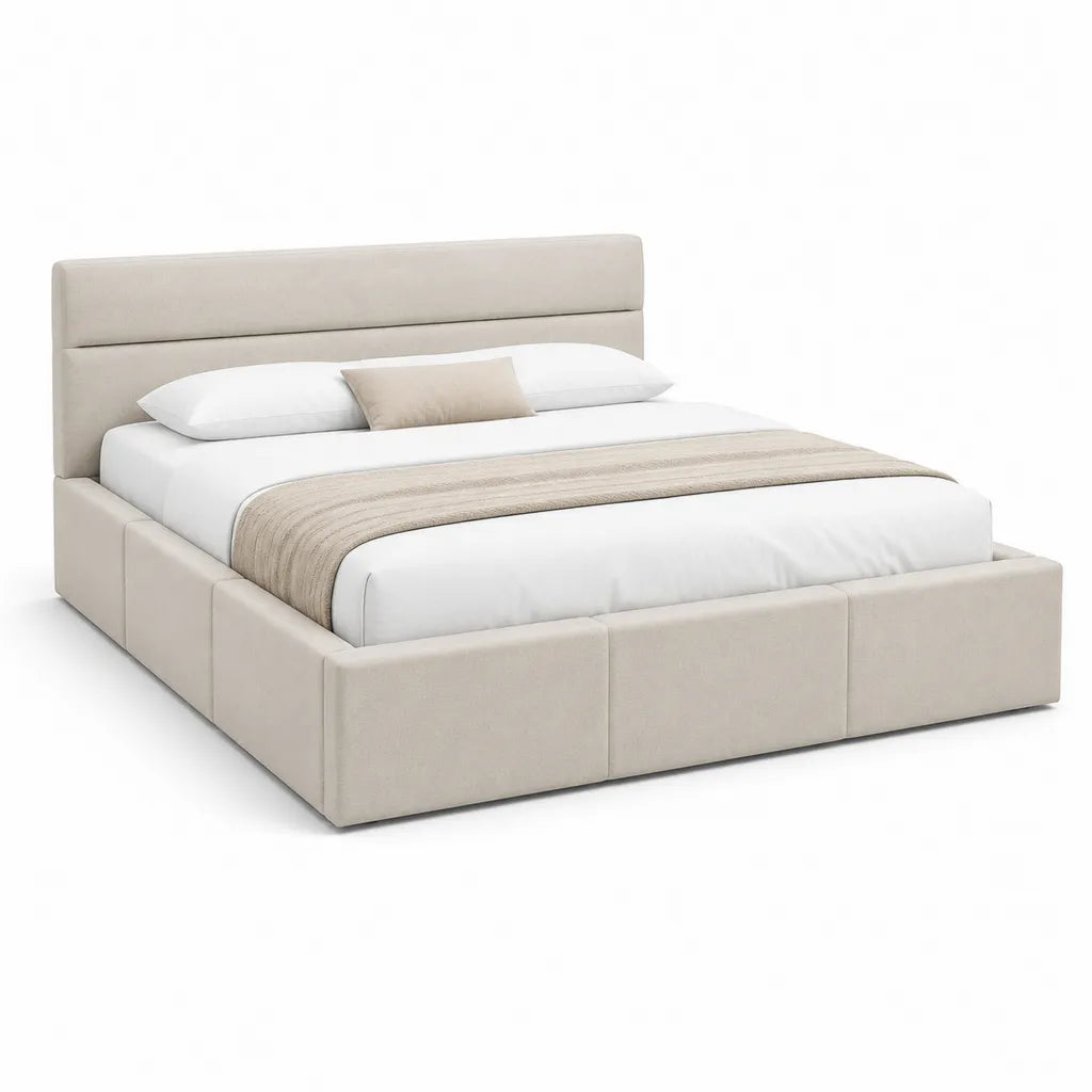 Polsterbett Doppelbett 180 x 200 cm Polyester Rechteckig Creme