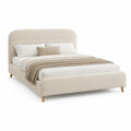 Polsterbett Doppelbett 160 x 200 cm mit abgerundetem Kopfteil aus Polyester Creme rechteckig