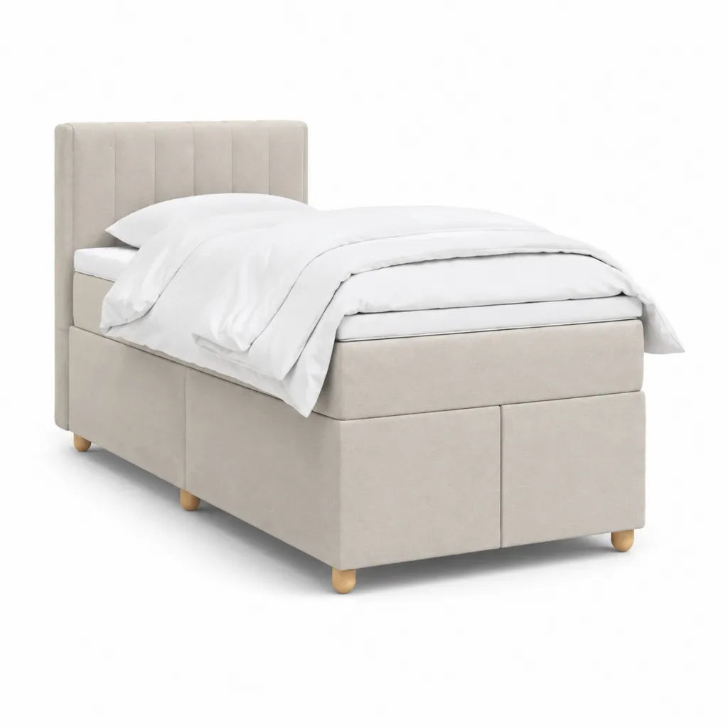 Polsterbett Einzelbett 90 x 200 cm Polyester-Samt Beige