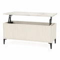 Couchtisch mit hochklappbarer Tischplatte und Stauraum 100 x 50 x 45 cm MDF Stahl rechteckig Weiss Schwarz