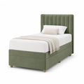 Gepolstertes Einzelbettgestell 90 x 200 cm aus Polyester-Samt rechteckig olivgrun