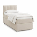 Polsterbett Einzelbett 90 x 200 cm mit gepolstertem Kopfteil Polyester rechteckig Beige