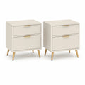 2er Set Nachttische mit 2 Schubladen MDF rechteckig Creme Gold 40 x 35 x 55 cm