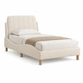 Polsterbett Doppelbett mit Lattenrost 140 x 200 cm Polyester Creme