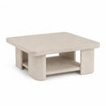 Couchtisch quadratisch 100 x 100 x 40 cm aus MDF mit Steinoptik in Creme