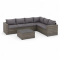 5-Sitzer Gartenlounge Ecksofa Set aus PE-Rattan Grau mit Couchtisch 250 x 190 x 63 cm