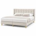Polsterbett Doppelbett 180 x 200 cm mit gepolstertem Kopfteil Polyester rechteckig cremeweiss