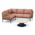 Gartenlounge Set 4-teilig mit Ecksofa Couchtisch Aluminium und Polyester in Rose Beige 260 x 180 x 72 cm