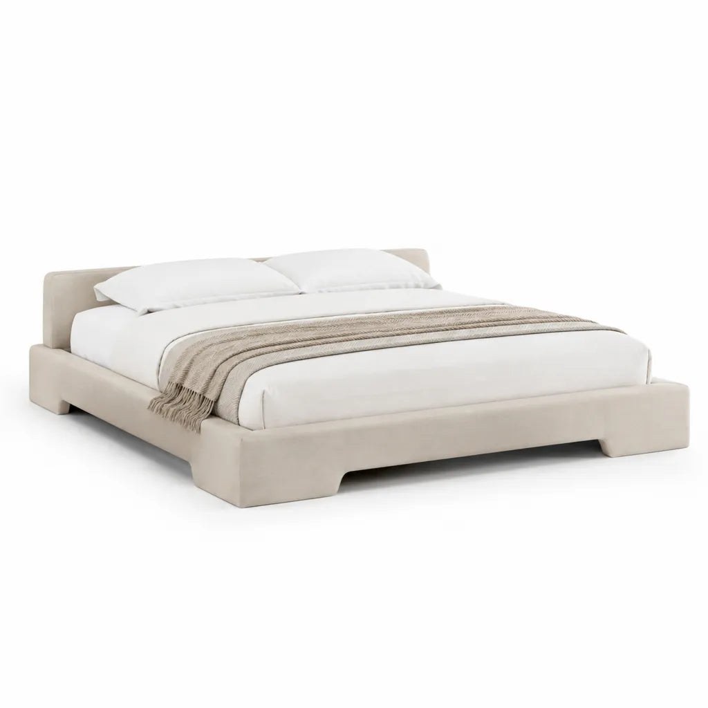 Polsterbett Doppelbett 180 x 200 cm mit Polyesterbezug Beige