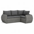 Gartensofa Ecksofa Set aus PE-Rattan in Grau mit Polyesterkissen L-Form 200 x 150 x 85 cm