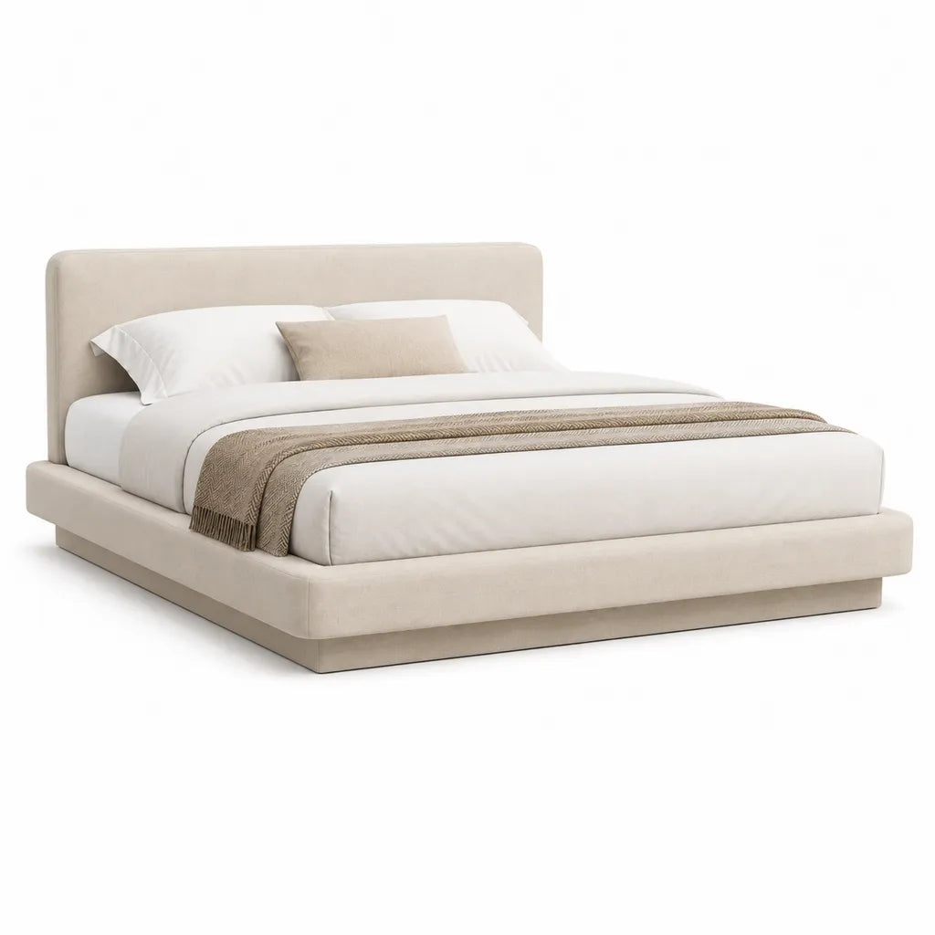 Polsterbett Doppelbett 180 x 200 cm Polyester Rechteckig Creme