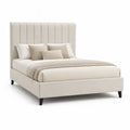 Polsterbett Doppelbett 160 x 200 cm mit gepolstertem Kopfteil Polyester Cremeweiss