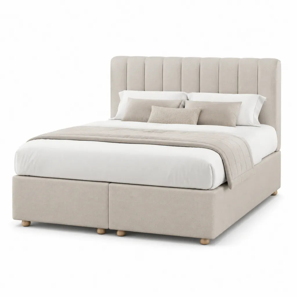 Polsterbett mit Stauraum 180 x 200 cm Polyester Beige