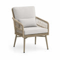 Gartenstuhl mit Armlehnen 68 x 75 x 84 cm aus PE-Rattan und Aluminium in Taupe Grau
