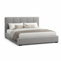 Polsterbett Doppelbett 180 x 200 cm mit gepolstertem Kopfteil Polyesterbezug rechteckig Grau 198 x 220 x 115 cm