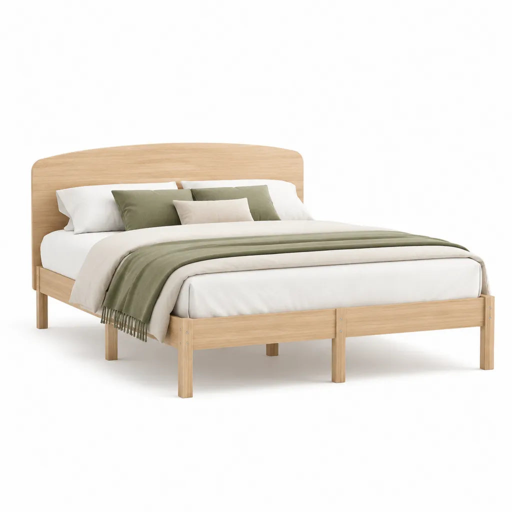 Doppelbett Bettgestell 160 x 200 cm aus Kiefernholz in Eiche Natur