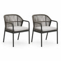 2er Set Gartenstuhle mit Armlehnen Stahlgestell PE-Geflecht Grau 56 x 60 x 78 cm