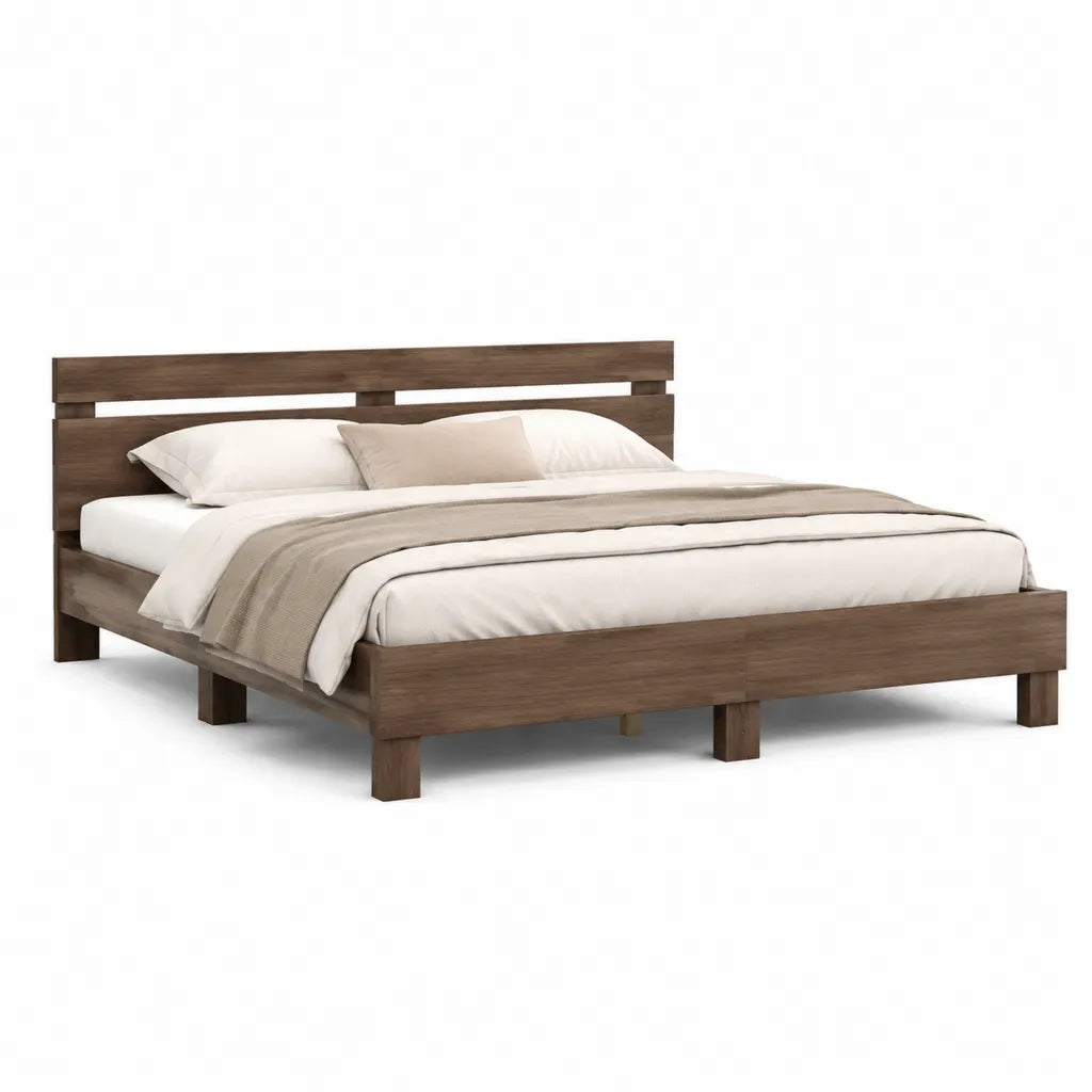 Doppelbett Bettgestell aus Massivholz rechteckig dunkelbraun 160 x 200 cm