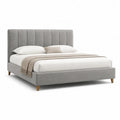 Polsterbett Doppelbett mit gepolstertem Kopfteil 160 x 200 cm Polyester Grau